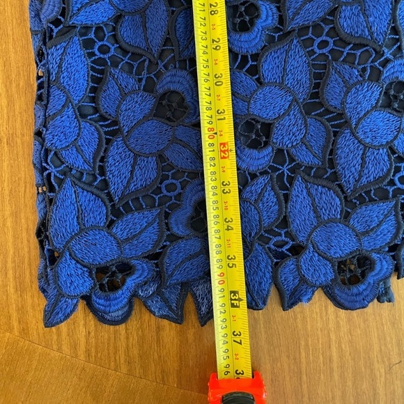 Dress the Population Katherine Blue Leaf Short Lace Cocktail Dress SZ Medium - Picture 8 of 9